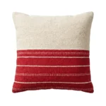 Handgemachter Kissenbezug Mira Koralle Creme von Elly Living mit modernem Streifenmuster