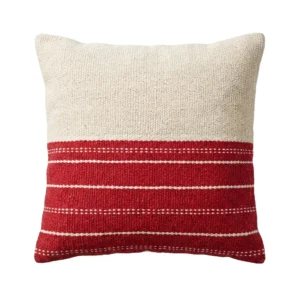 Handgemachter Kissenbezug Mira Koralle Creme von Elly Living mit modernem Streifenmuster