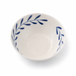 Handgefertigtes Porzellanschälchen Niva Weiß Blau von Elly Living mit blauem Zweigmotiv