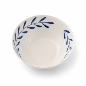 Home Handgefertigtes Porzellanschälchen Niva Weiß Blau von Elly Living mit blauem Zweigmotiv
